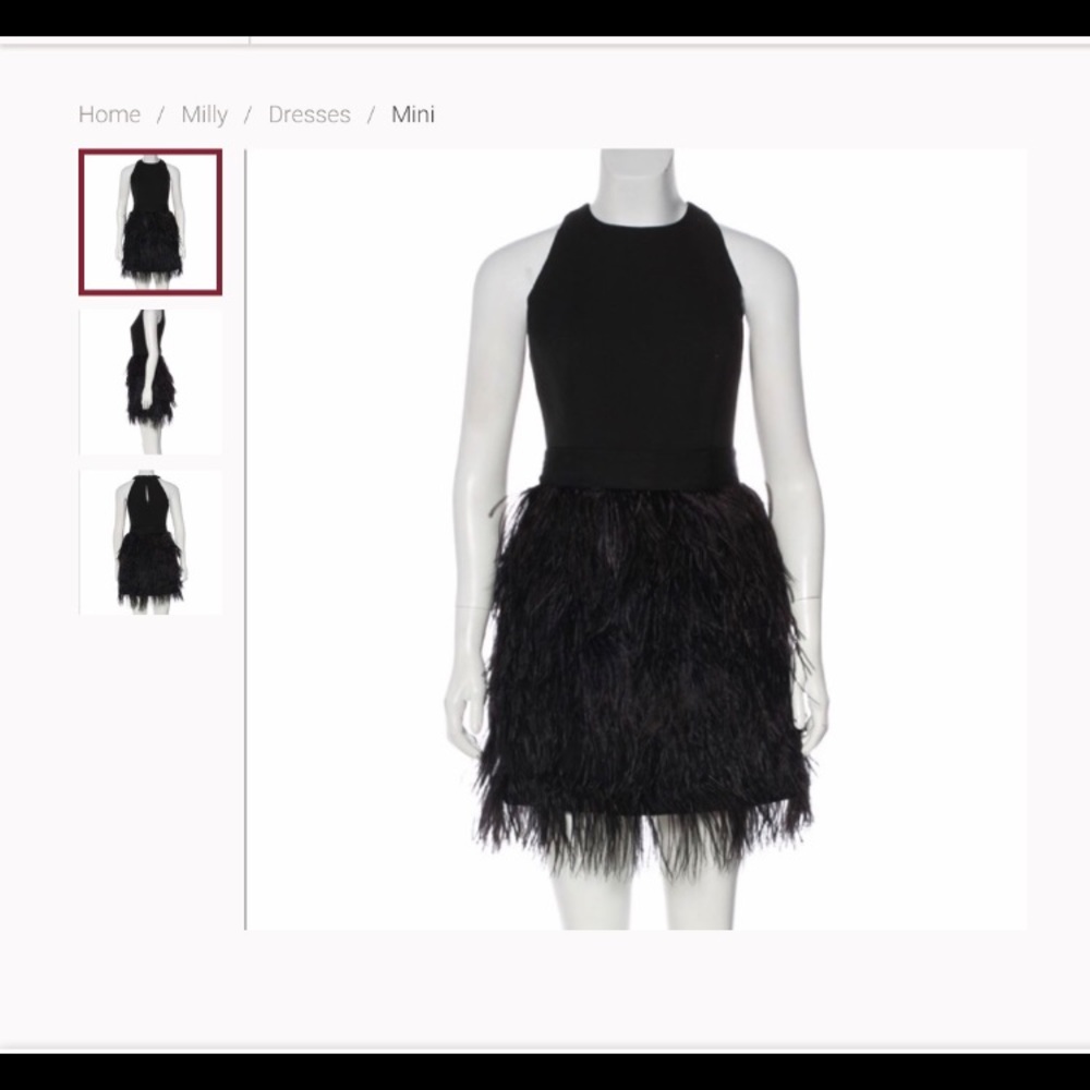 Milly Ostrich Feather Cocktail Dress, Size 2